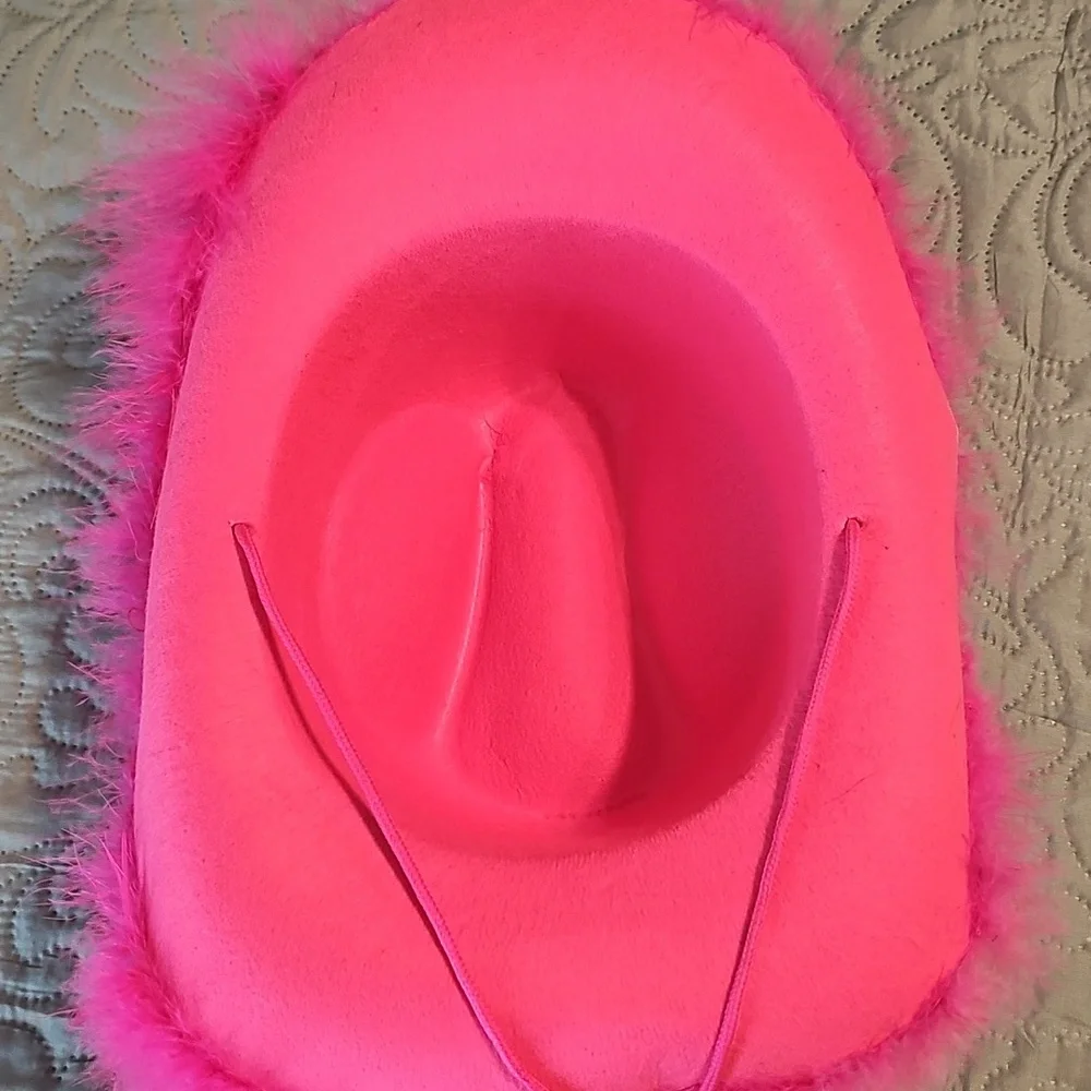 Vibrant Pink Women's  Feathered Cowboy Hat